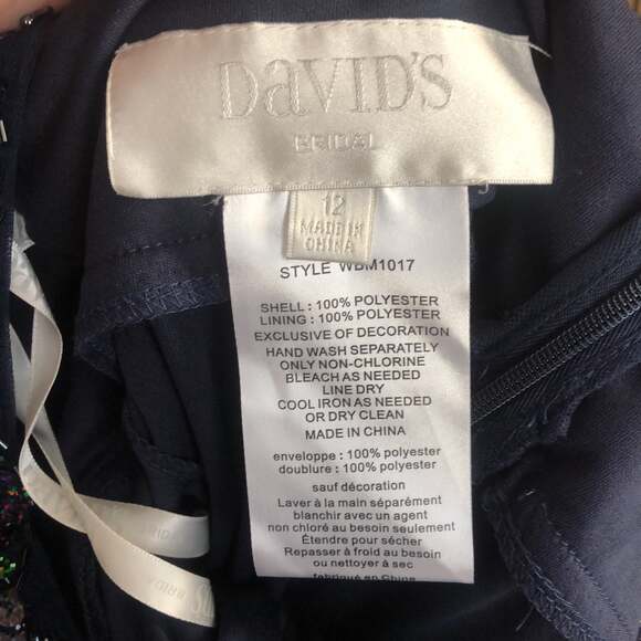 DAVID'S BRIDAL long beaded illusion cap-sleeve dress size 12 - Picture 13 of 17